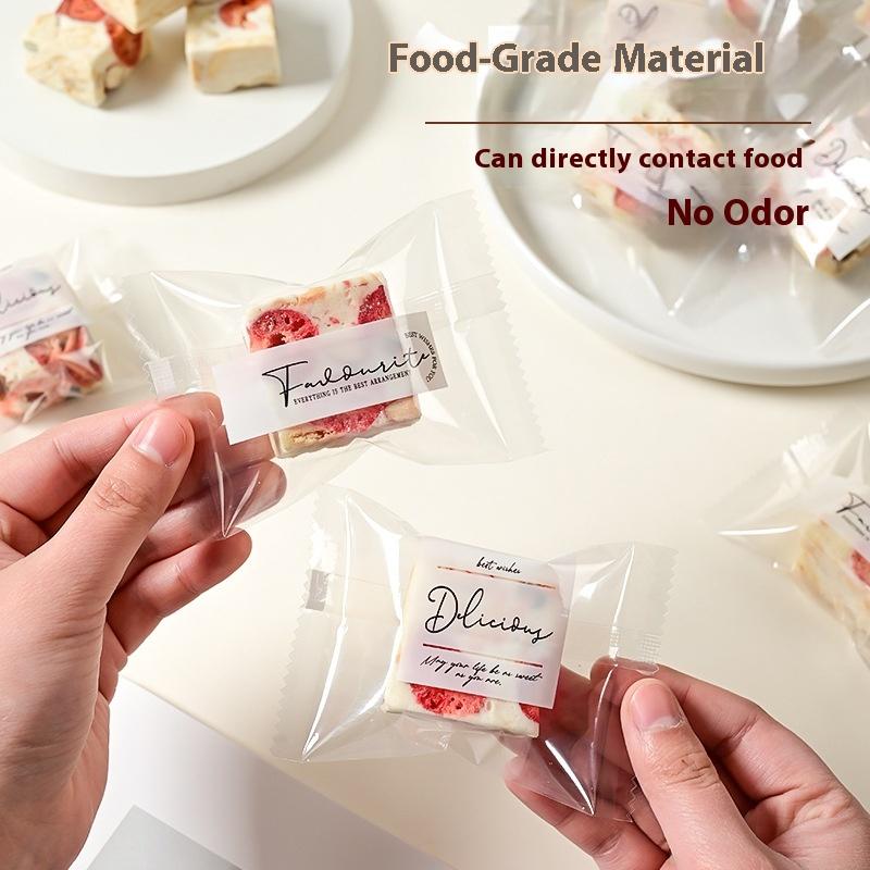 100 Pcs Snowflake Crisp Packaging Flower Tea Biscuits Nougat Machine Sealed Transparent Bags Gift Packing Machine Sealing Bags