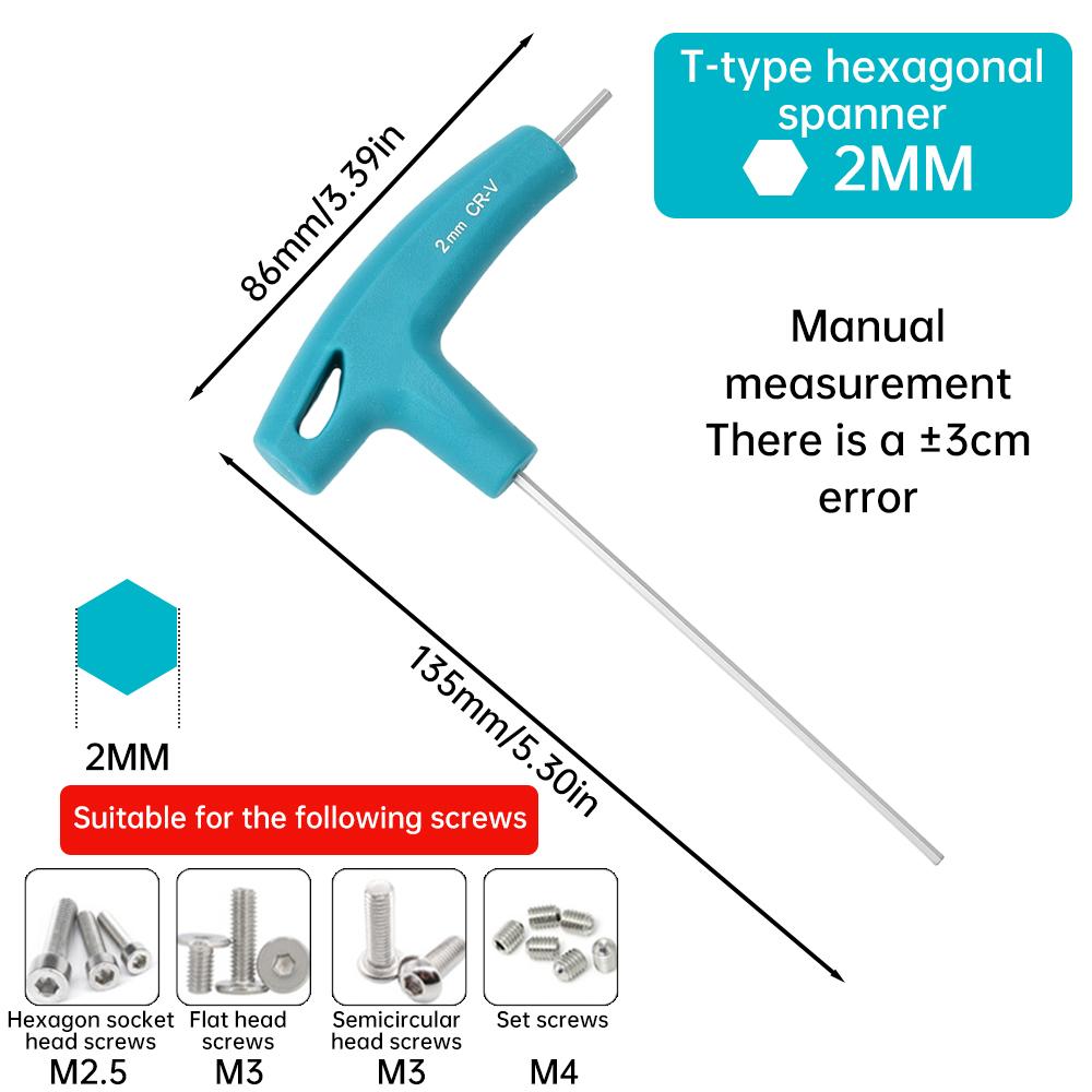 T-Type Hex Key Allen Wrench Set With Rubber Handle 2mm/2.5mm/3mm/4mm/5mm Hexagonal Wrench Tool