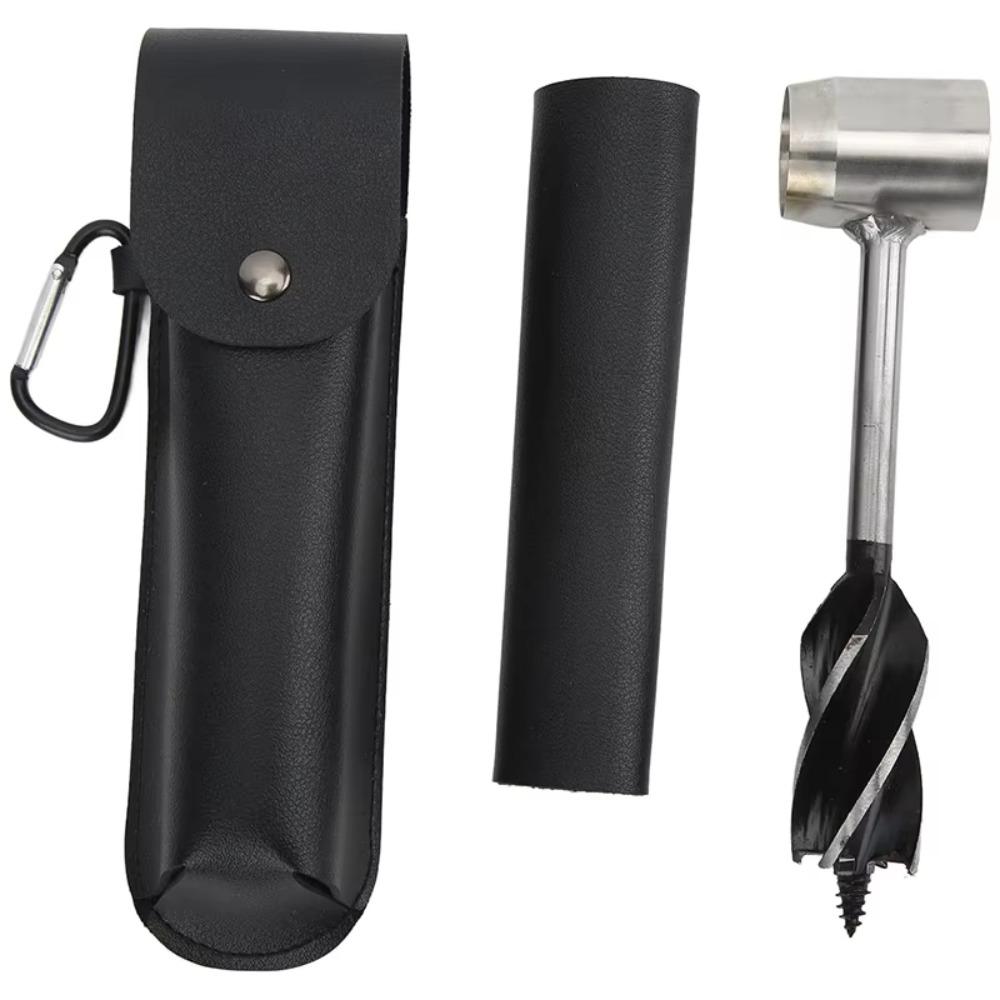 

Brown Leather Pouch Hand Auger Wrench Sharp Design Survival Settlers Tool Camping Outdoor чёрный