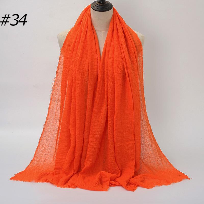 New Pleated Monochrome Cotton Solid Color Scarf, Naturally Pleated Human Cotton Hair Beard Edge Large Size Women's Headscarf B