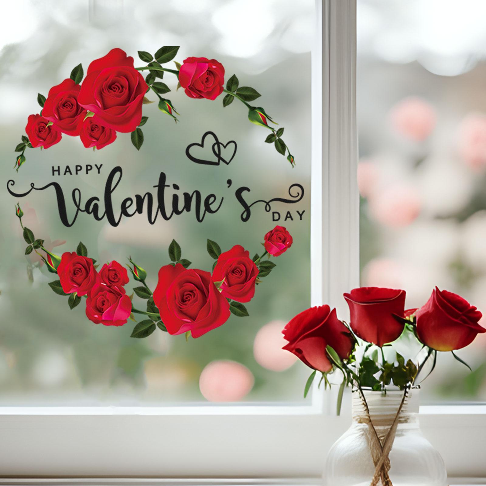 Valentine s Day Sticker Removable Wall Decal Valentine s Day Window Cling for Party Home Valentines Anniversary Decorations