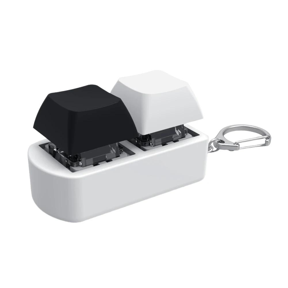 Keyboard Fidget Toy Fidget Clicker 2 Keys Stress Relief Button Key Switch Keychain Shaft Tester Relief Stress Gifts for Adults