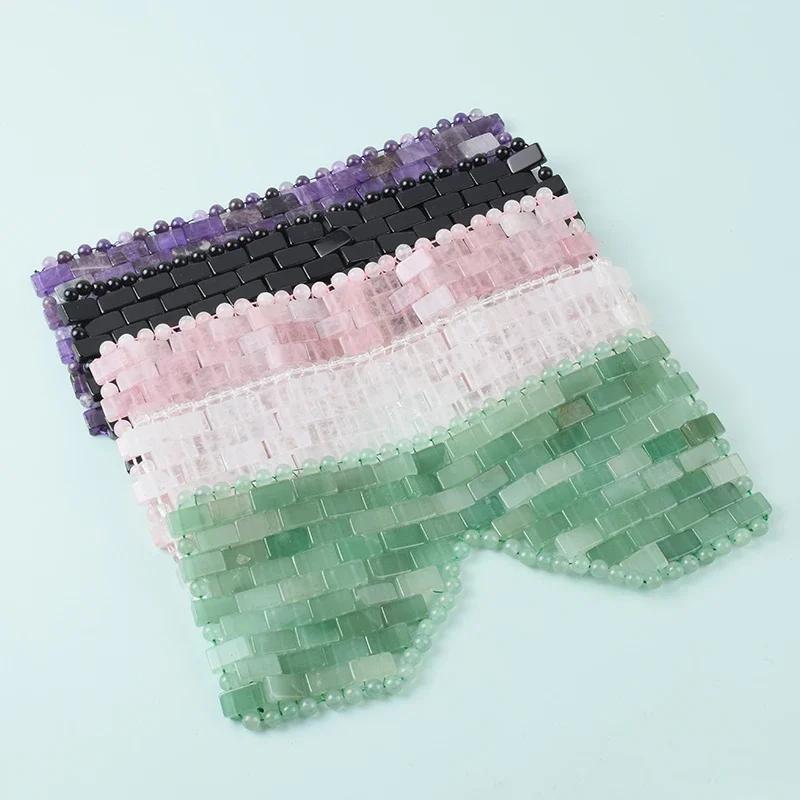 Handmade Exquisite Natural Jade Eye Mask Rose Quartz Facial Massager Natural Stone for Therapy Sleep Eye Mask Relieve Fatigue