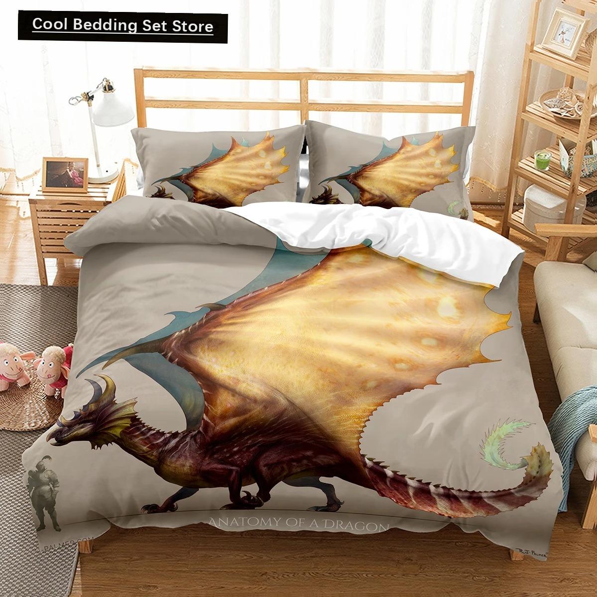 

Пододеяльник Fly Dragon King Queen с изображением дракона в стиле вестерн, комплект постельного белья для мужчин и мальчиков, волшебное животное, пододеяльник из полиэстера 70x133cm 2pcs