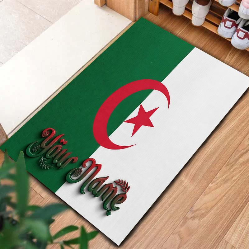 Algeria Flag Custom Name Carpet Rug For Living Room Bedroom Home Sofa Decoration,Kids play Non-slip Floor Mat