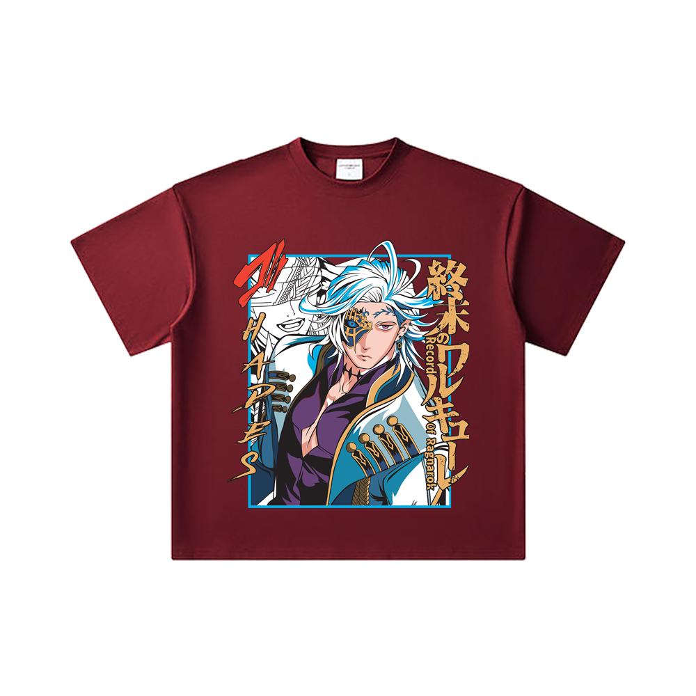 260 GSM Dubbelgarn 32's 100% Bomull Record of Ragnarok V6 Hades Tryck Unisex Tung Bomulls T-shirt