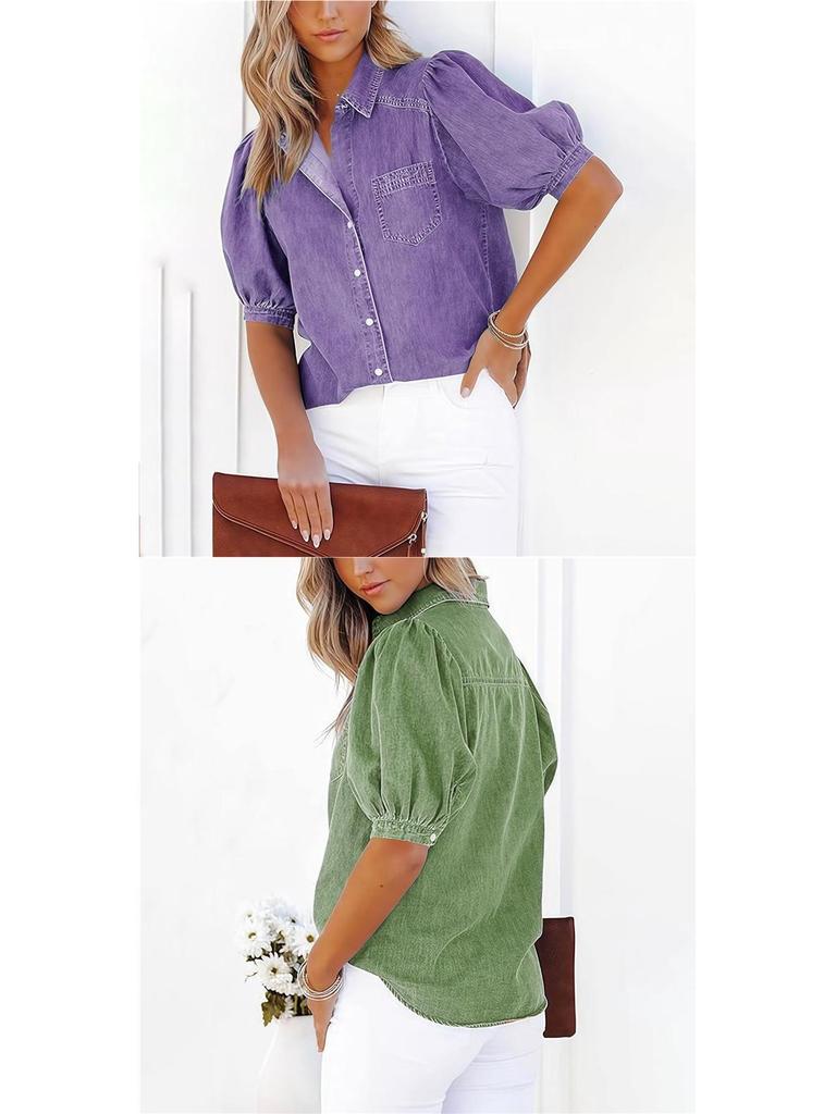 2026 Spring/Autumn European Style Multi-color Women's Imitation Denim Cardigan Shirt, Various Sizes