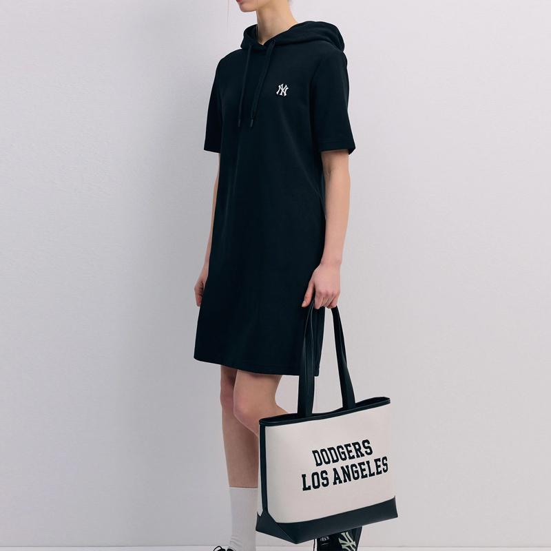 New MLB Polyester Blended Cotton Tote Travel Bag Student One Shoulder Handbag Regular Unisex Cream 3AORL104-07CRM