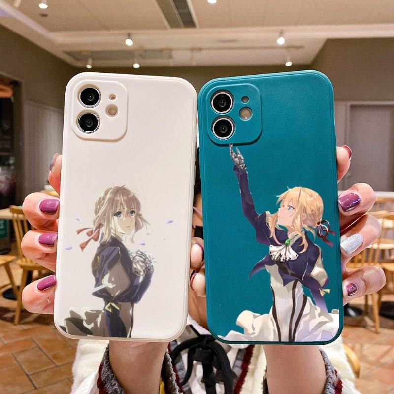 Violet Evergarden Phone Case For IPhone 11 12 13 Pro Max X XR XS Max 6 6S 7 8 Plus SE 2022 Liquid Square Color Phone Cover