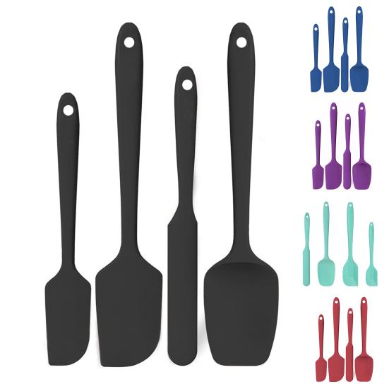 4Pcs Silicone Spatula Set Food Grade Ergonomic Handle Spatulas High Heat Resistant Kitchen Utensils for Cooking Baking Stirring Scraping Serving