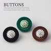 2pcs Round Metal Diamond Flocking Combination Button Fur Jacket Fashion Button High-End Suit Sweater Button