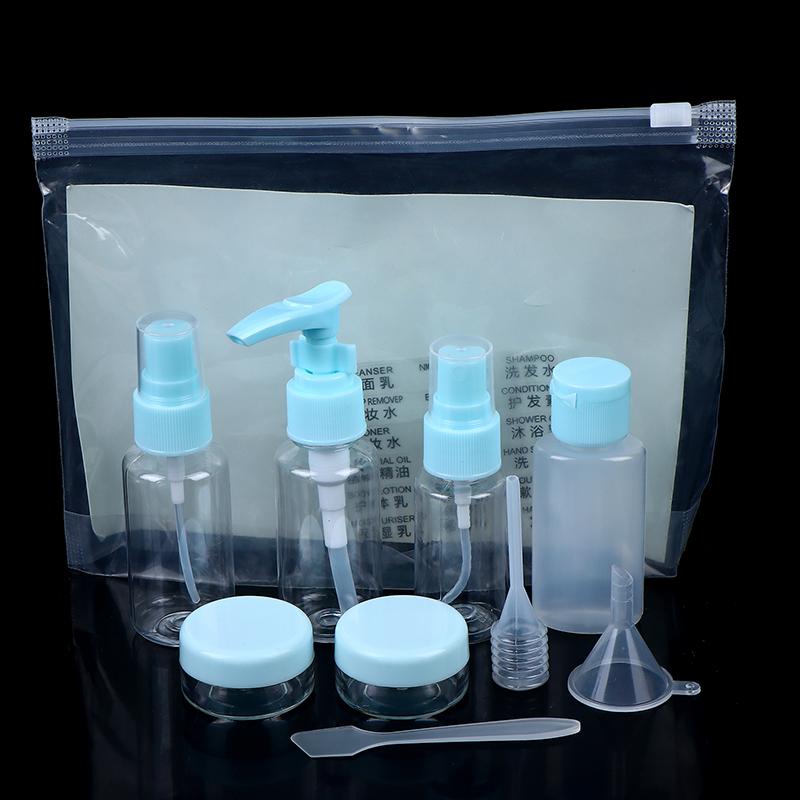 

11Pcs Travel Refillable Bottle Set Cosmetic Lotion Toner Spray Shampoo Essentials Cream Bottle Empty Container For Toiletries синій