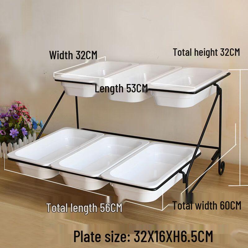 Double-Layer Melamine Buffet Serving Set with Dust Cover Large