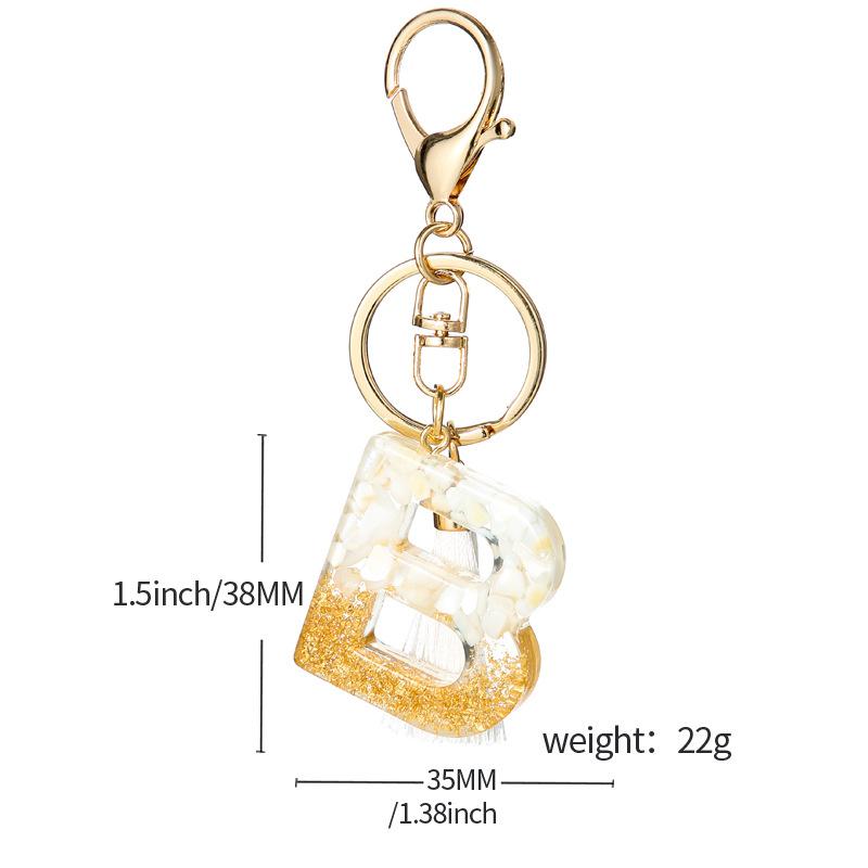 White Tassel Crystal Resin Stone Gold Foil Keychain Classic Retro Fashion Bag Accessory Practical Durable Backpack Hanging Charm