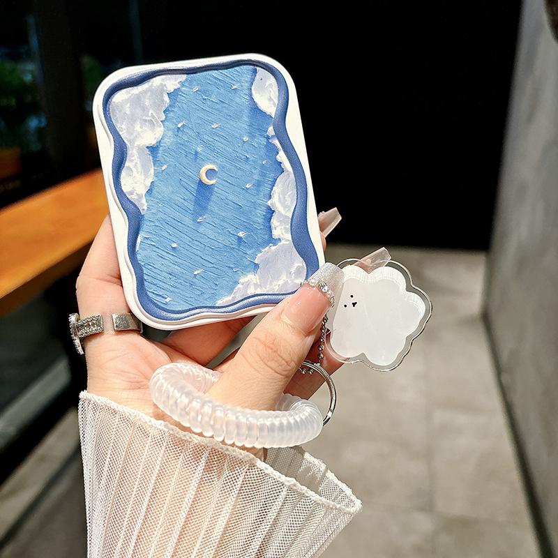 Sternenhimmel Tragbares Klappbares Kleines Spiegelset Kosmetikspiegel Für Die Tasche Taschenspiegel Und Kamm Alles-In-Einem Geschenk Für Mädchen