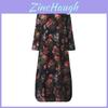 Elegantes Damen Vintage Lässiges Blumenmuster Lockeres Kleid Kaftan Langes Maxihemd Für Alle Anlässe