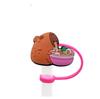 Cute Capybara 10mm Straw Cap Compatible with Stanley Cup Accessories Decoration Dustproof Straw Stopper Silicone Straw Cap