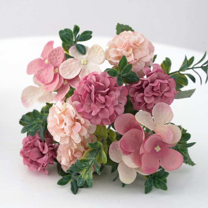 5-pronged Vintage Hydrangea, Silk Flower, Artificial Flower, Green Plant, Wedding Photography, Home Decoration Arrangement