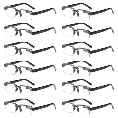 12PCS Rimless Frame Natural Crystal Glass Lens Reading Glasses For Women Men High Definition Eyeglasses With Grade +100 To +400