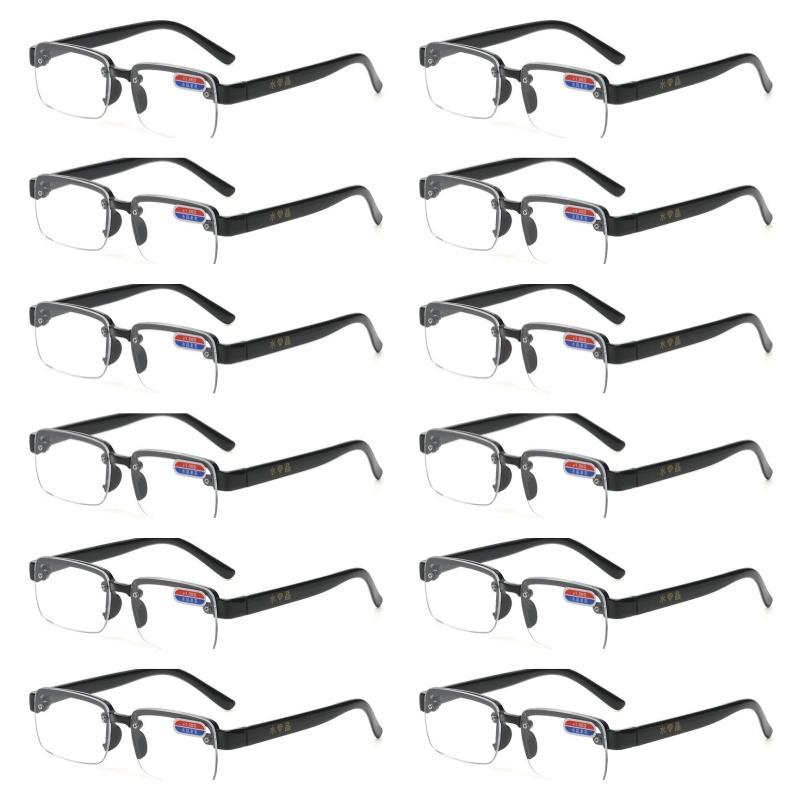 

12 ШТ. Очки для чтения с линзами из натурального хрустального стекла без оправы для женщин и мужчин, очки высокой четкости с диоптриями от +100 до +400 3.5