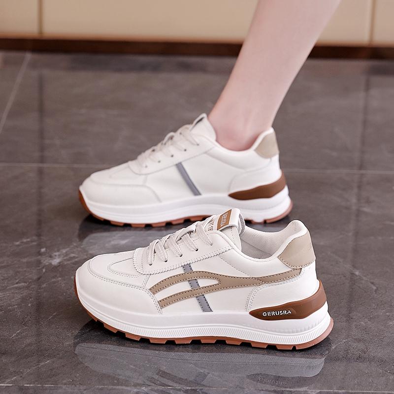 Thick Soled Comfortable Sports Shoes for Women, Versatile Casual White Shoes, Eye-catching Little Dad Shoes