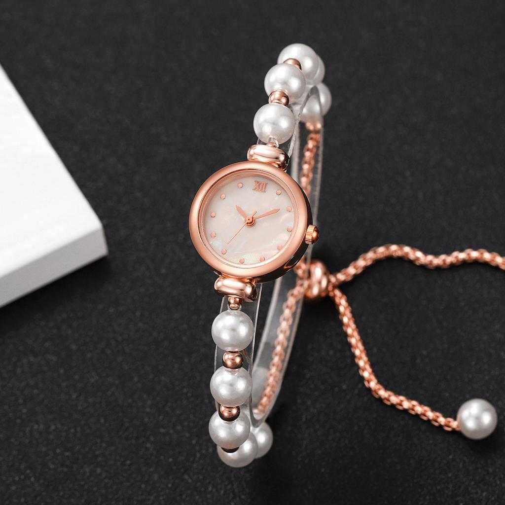 Ceas de Mână Quartz Damă Fashion Mic Cadran Roma Elegant Brățară cu Perle Ceas de Mână Pentru Doamne Reloj Mujer