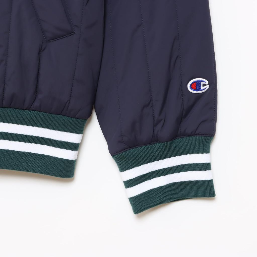 Champion Long Sleeve Crew Neck Stretch Warm Windproof Script Logo Zip Jacket Men's Water-Repellent (C3-AG603, Navy)