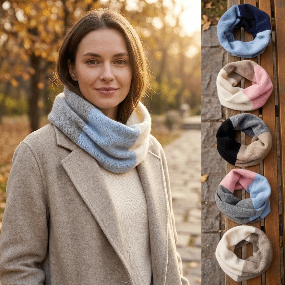 Windproof Infinity Scarf Splicing Color Loop Neck Gaiter Soft Neck Collar Autumn Winter