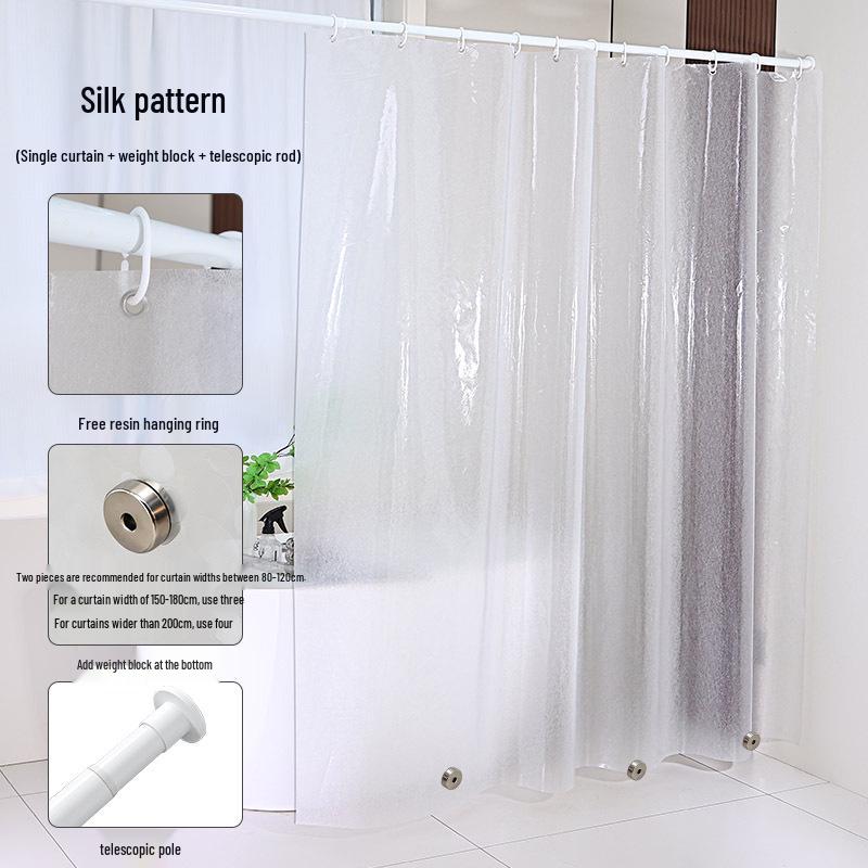 High-Transparency Waterproof EVA Shower Curtain, Mildew-Proof, Antibacterial, Splash-Resistant