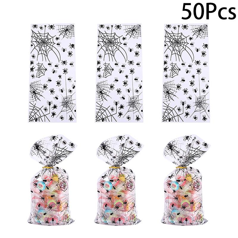 50Pcs Halloween Gift Bags Candy Cookie Packaging Bags Halloween Party Decor Supplies