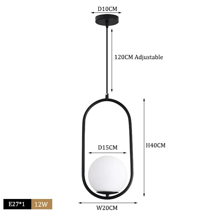 Simple Personality Spherical Glass Small Chandelier Internet Celebrity Clothing Store Bedside Single Head Light Luxury Nordic