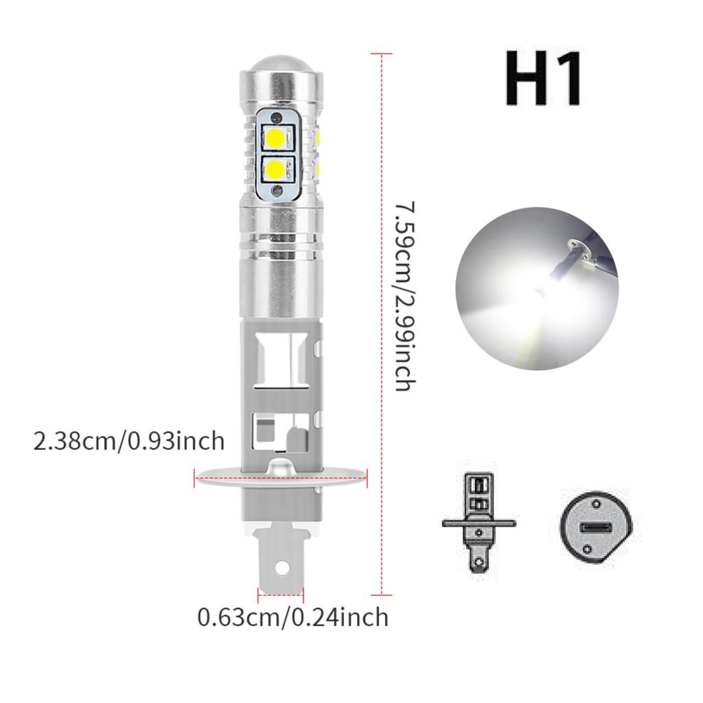 2PCS Car Fog Light H1 LED with Lens H3 LED Fog Running Light Bulb Super Bright LED Auto Lamp White Ice Blue No Adapter Required