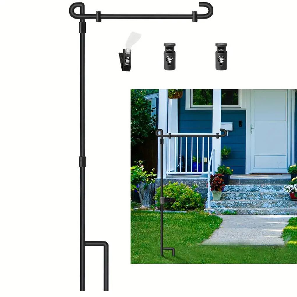 Outdoor Flagpole Stand with Windproof Spring Porch Flagpole Stand, Easy ll Small Festival Events, Gatherings