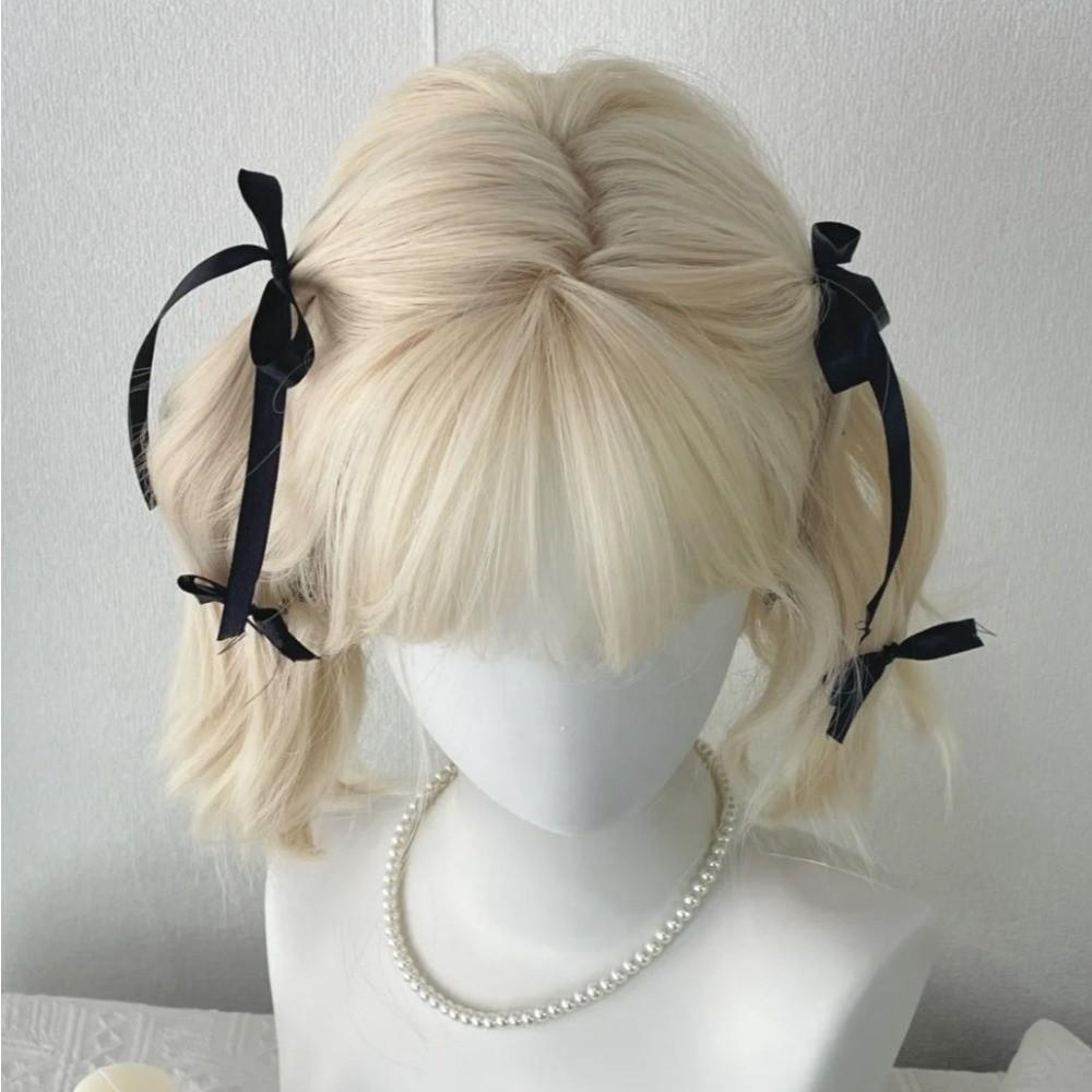 Sladká Lolita Syntetická Paruka Přírodní Bílo Zlatá Cosplay Paruka Krátké Kudrnaté Vlasy Klub Bar
