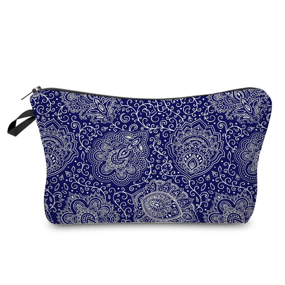 Women Geometric figure Print Cosmetic Bag Toiletries Organize Travel Storage Case 6756 KTB
