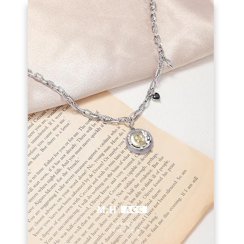 Button Hairball Necklace Versatile High-end Sense Literary Retro Collarbone Chain Niche Personality Trend Item Jewelry Wholesale