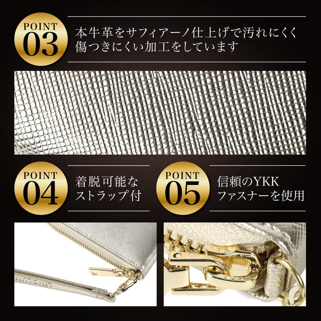 LINOLUNA Lyckligt Bankboksetui, Antimagnetiskt, Övervakat av en Feng Shui-mästare, Stort Kortfodral för Kvinnor i Äkta Läder (Guld)