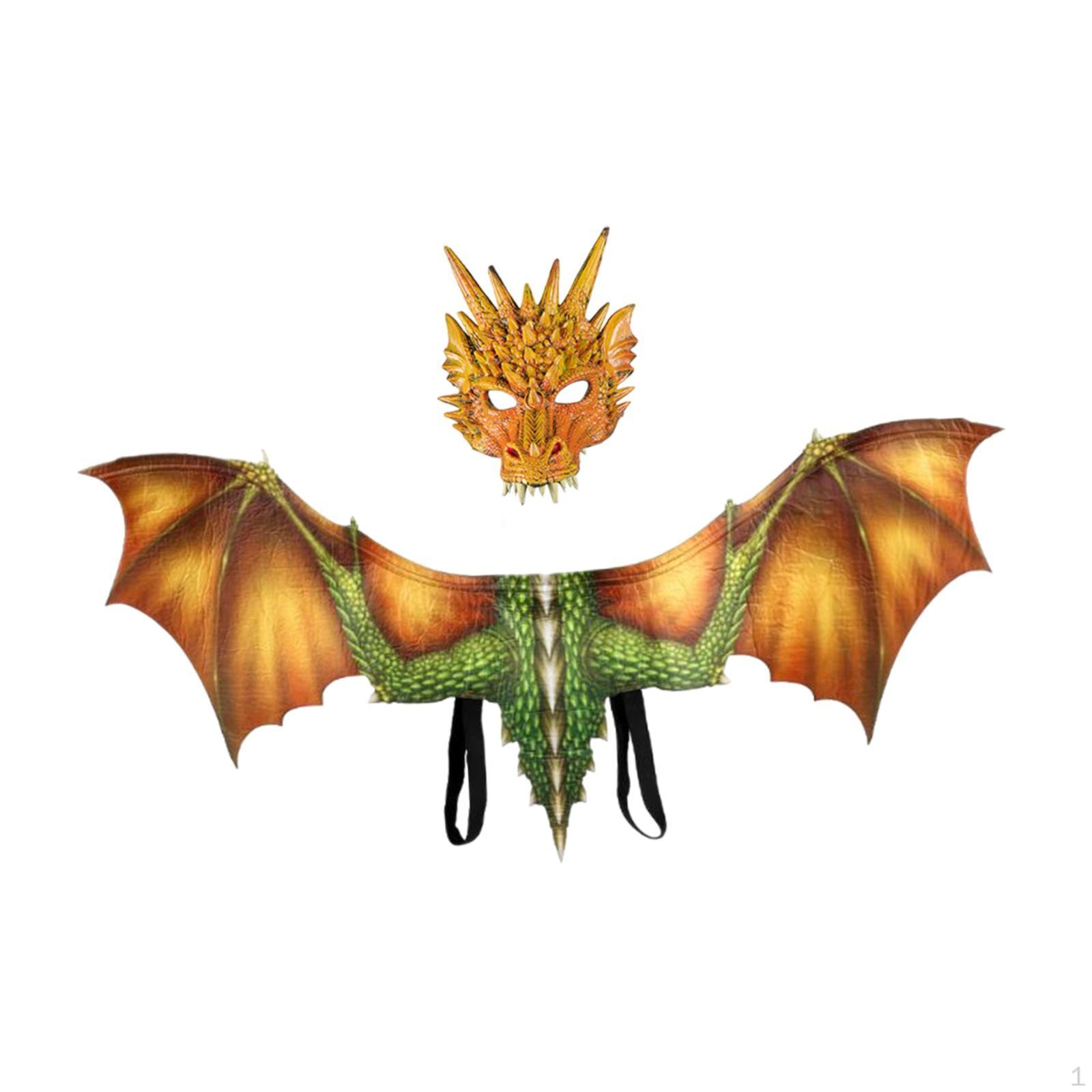 

Костюм дракона для взрослых, декоративный реквизит для фотосъемки, ролевая игра, набор масок с крыльями динозавра жёлтый
