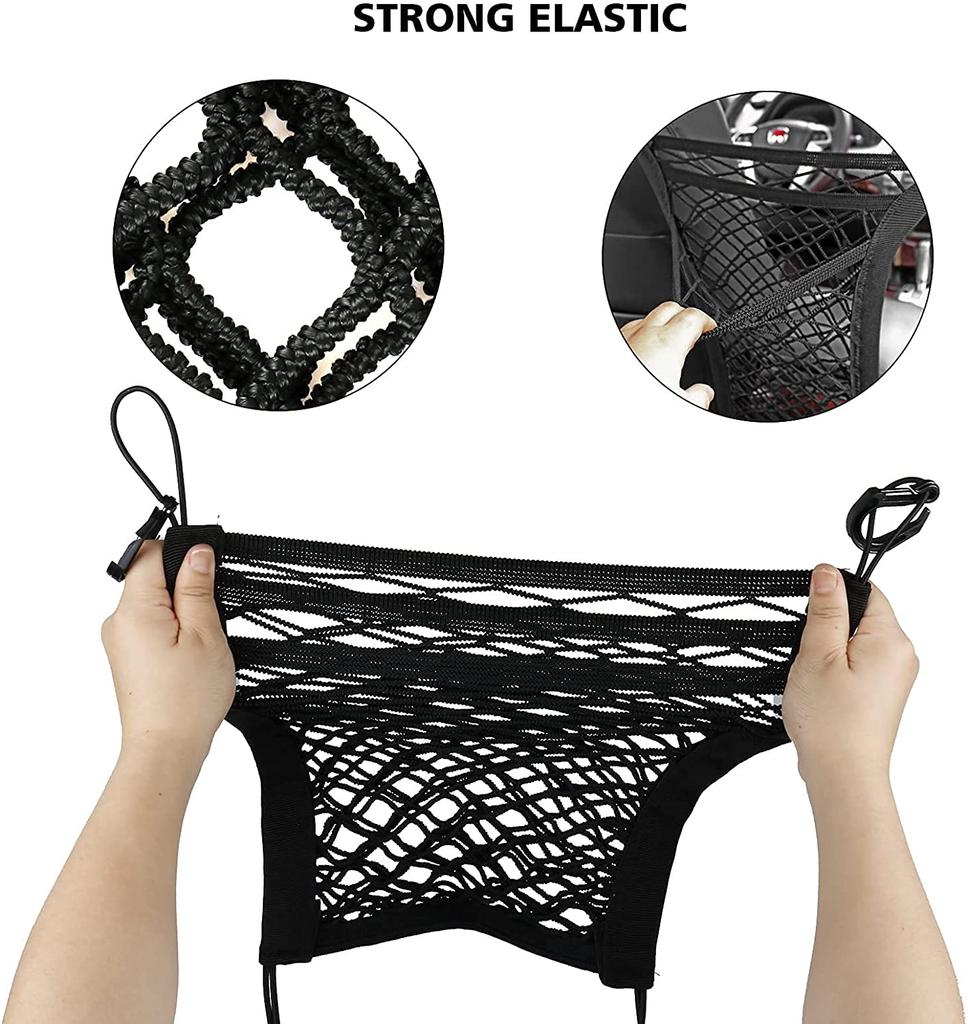 Car 3-Layer Organizer Net Mesh Trunk Goods Storage Seat Back Stowing Tidying mesh in Trunk Bag Pet Barrier Net of Backseat
