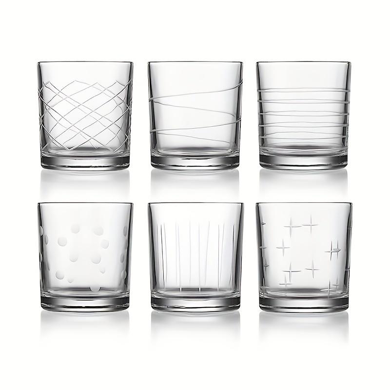 Conjunto de 6 copos de cristal sem chumbo - Copos de vidro de 12 oz cortados à mão para uso diário, para coquetéis, café gelado, chá gelado - Lavável na máquina de lavar louça