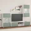 5 Piece Living Room Wall Unit with LED Lighting Olive Green Wood Based Material