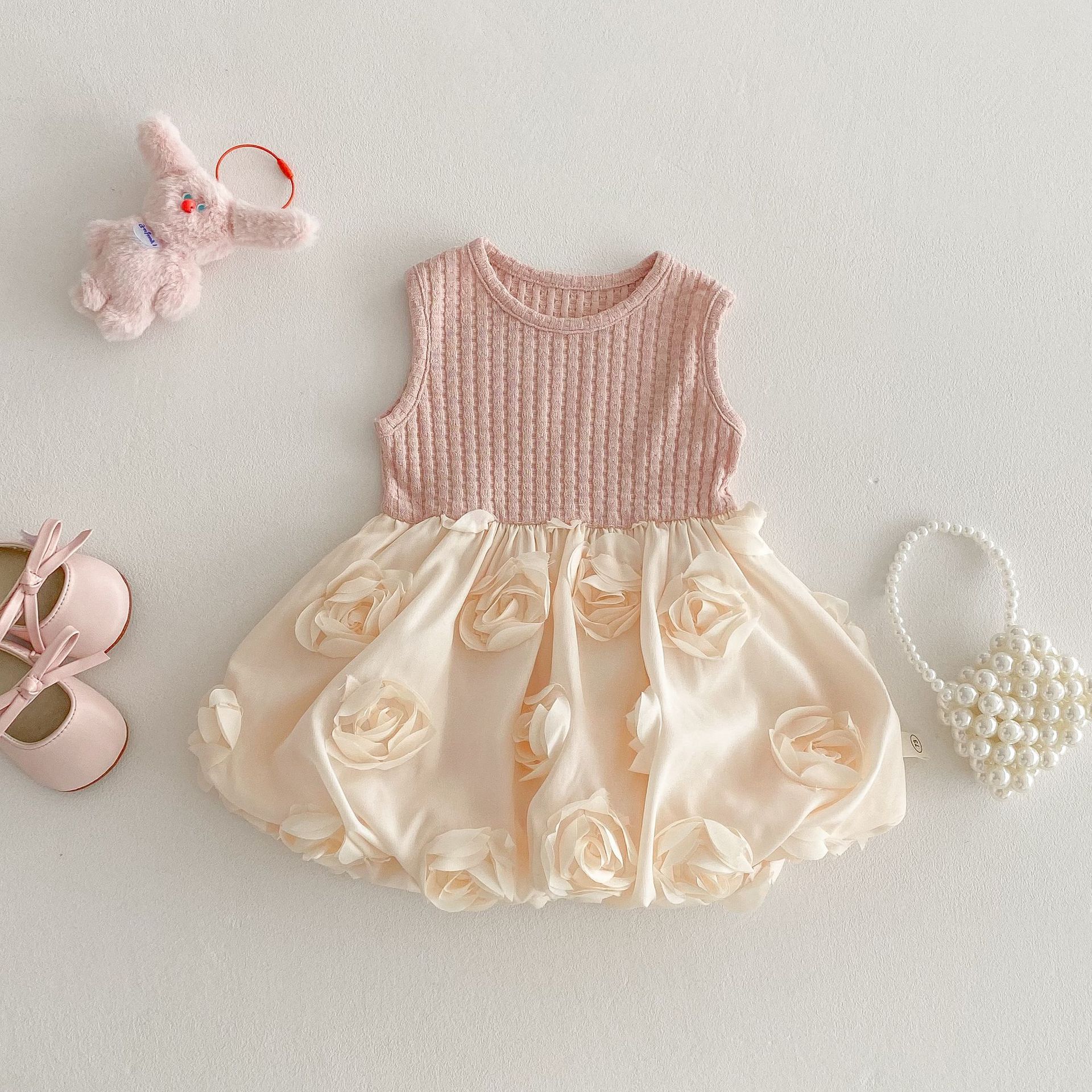 

Children s Fashion Summer Princess Dress Korean Style Spring Elegant Dress for Girls 120 рожевий