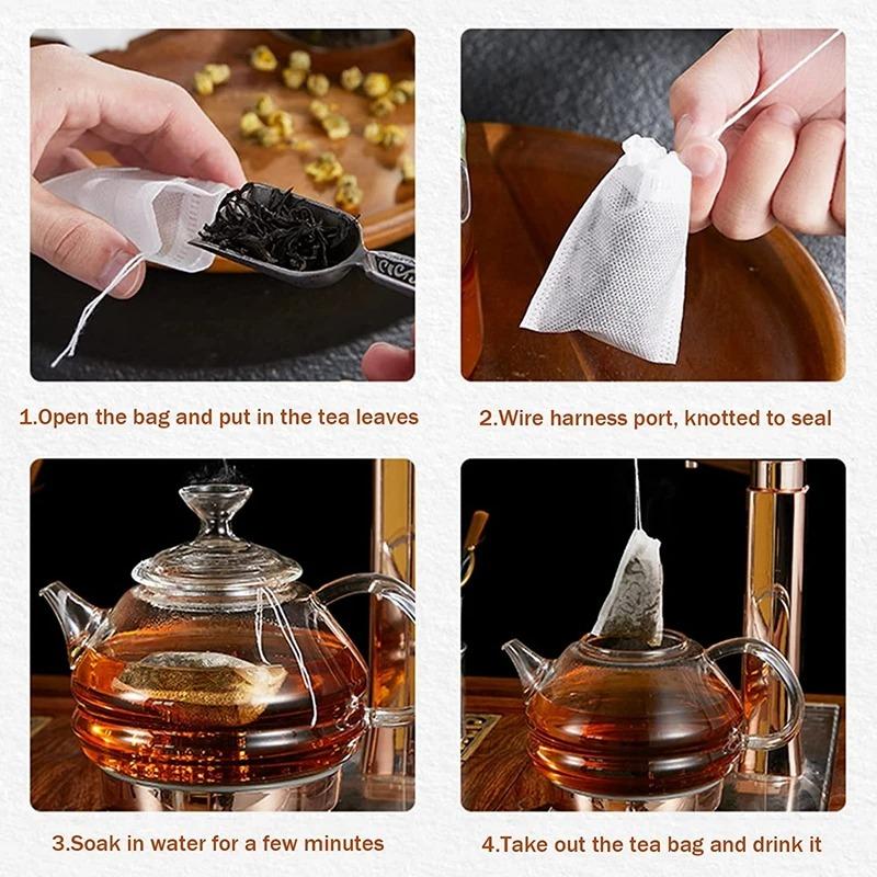 100pcs Tea Bags Non-woven Fabric Tea Filter Bags for Spice Tea Infuser with Heal Seal Disposable Seal Spice Filters Teabags