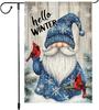 Winter Garden Ag 12x18 Inch Double Sided Burlap Small Outdoor Yard Decoration Blue Snowake Gnome with Cardinals Holiday  GGX