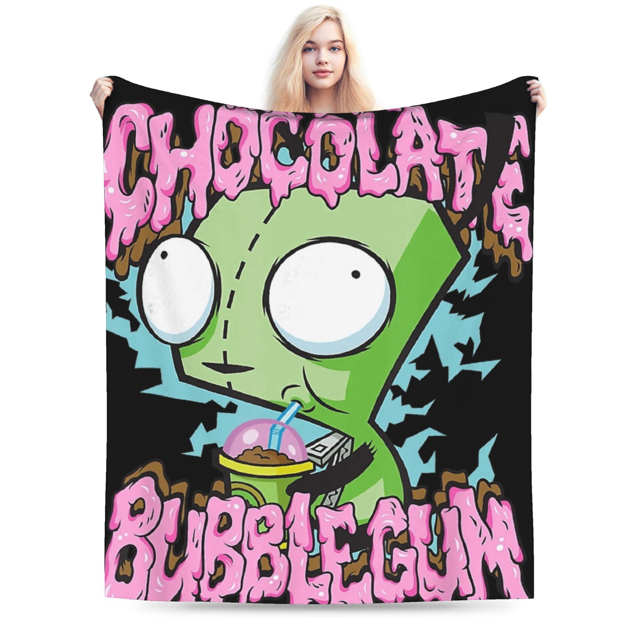 Panika Chen Unisex Invaders Zims Blanket Warm Soft Funny Plush Throw Blanket For Girls Boys Home Decor Flannel Bedspread Bed Cover