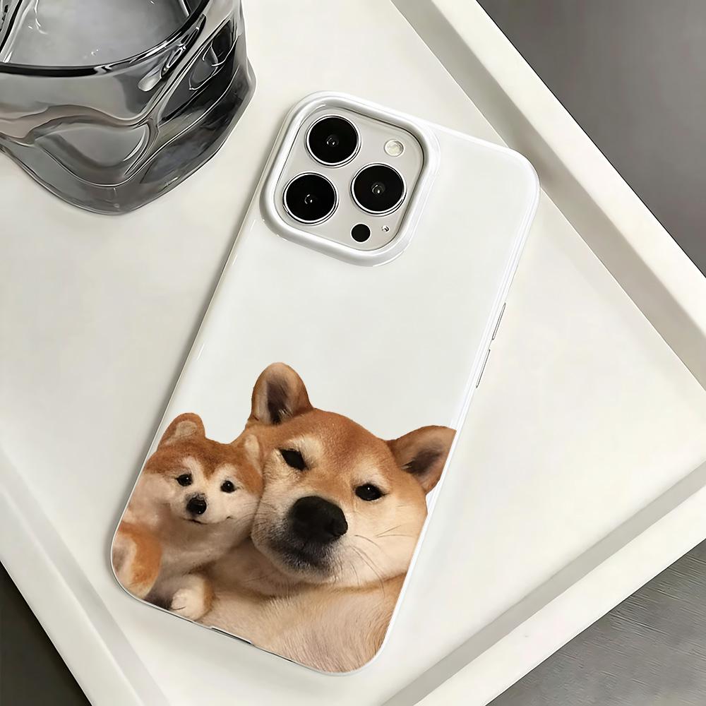 Phone Case For Iphone 16 11 Pro Max 15 Plus 17 Air 14 12 13 Two Shiba Inu White Lens Protection Anti Collision Phone Cover