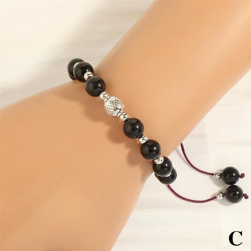 

Браслет ручной работы в геометрическом стиле, унисекс, эластичный, 8 мм, тигровый глаз, черный агат, ювелирный камень StyleC