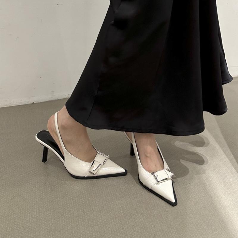 2025 Women Shoes Pumps Sandals Spring Fashion Pointed Toe Slingbacks Female Footwear Summer Ladies Shallow Shoes High Heels