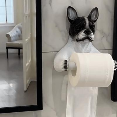 Cute Dog Toilet Paper Holder 3D Dog Shape Dispenser Dog Toilet Roll Holder Multif-unctional Decorative Wall Mounted Roll Rack RV
