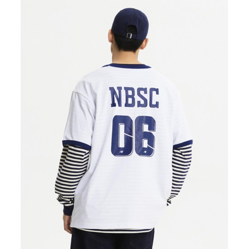 

NEW BALANCE NBNEE22563 UNI NBSC Футболка с короткими рукавами и графической нумерацией, БЕЛАЯ